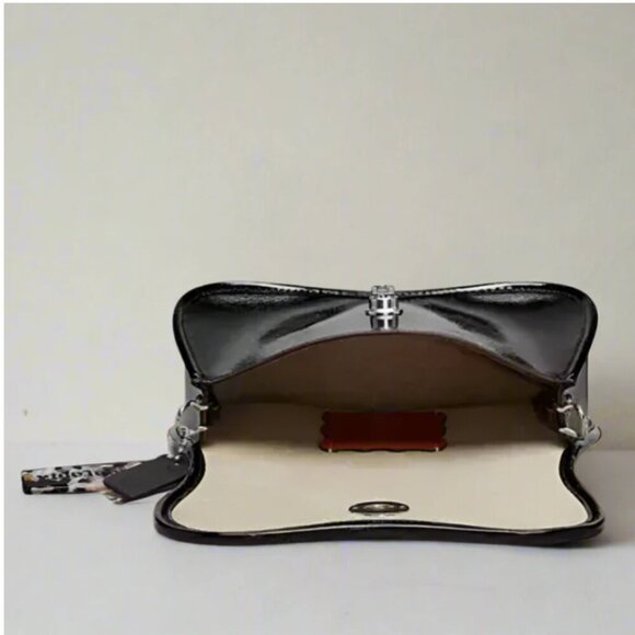 Coach Mini Wavy Dinky Bag Crinkle Patent Coachtopia Black Leather CQ853 - Picture 12 of 14